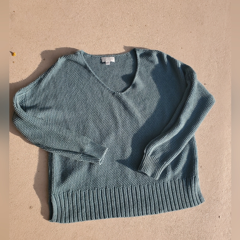 Lucky Brand Green Knit Pullover V-Neck Sweater Size Small - Picture 4 of 8